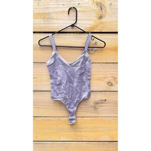 Dynamic Seamless Apparel Lavender Ribbed V-Neck Bodysuit Style 755 One Size